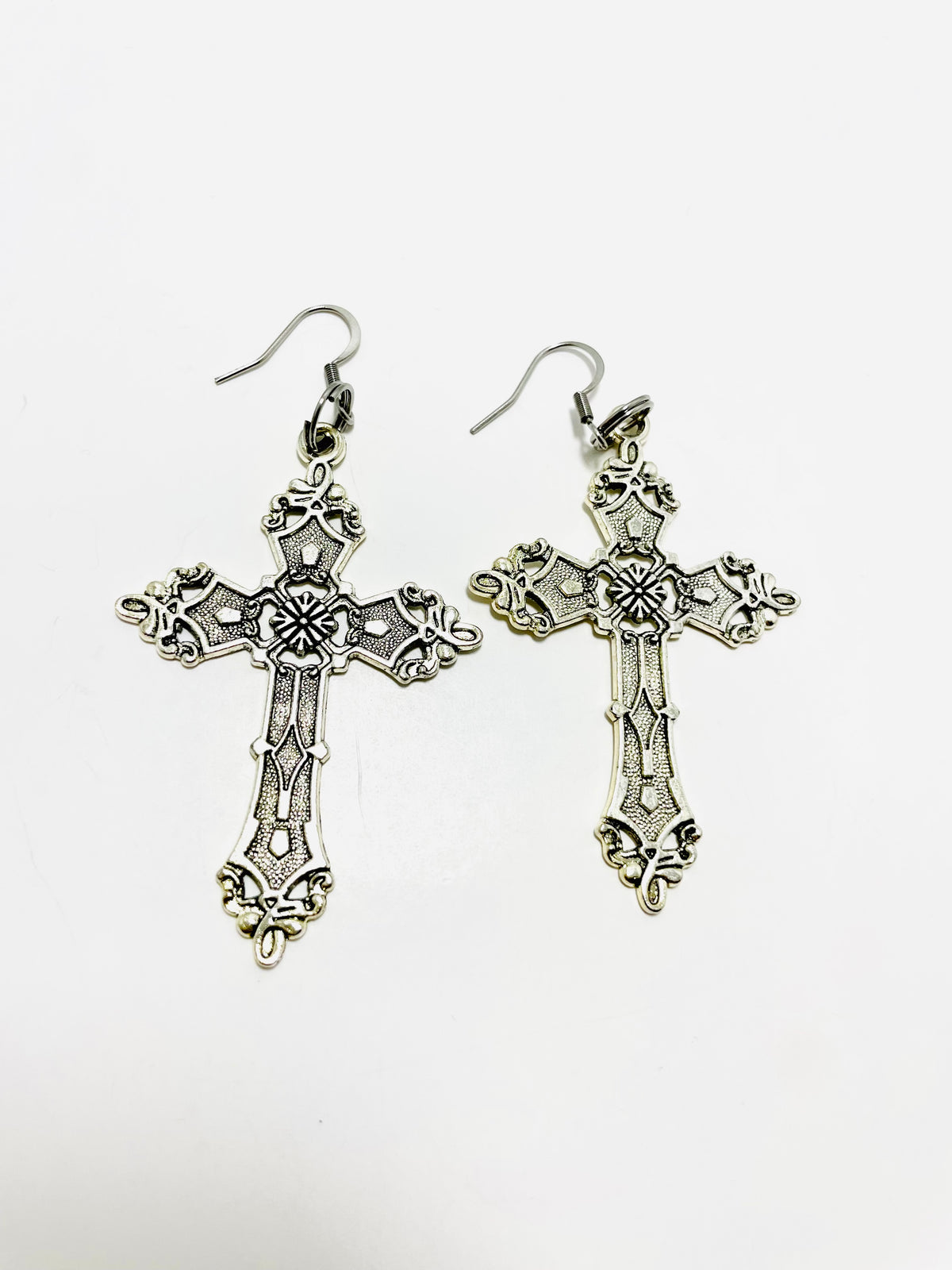 Boho Stainless Steel Cross Earrings – Large Statement Earrings with Hooks