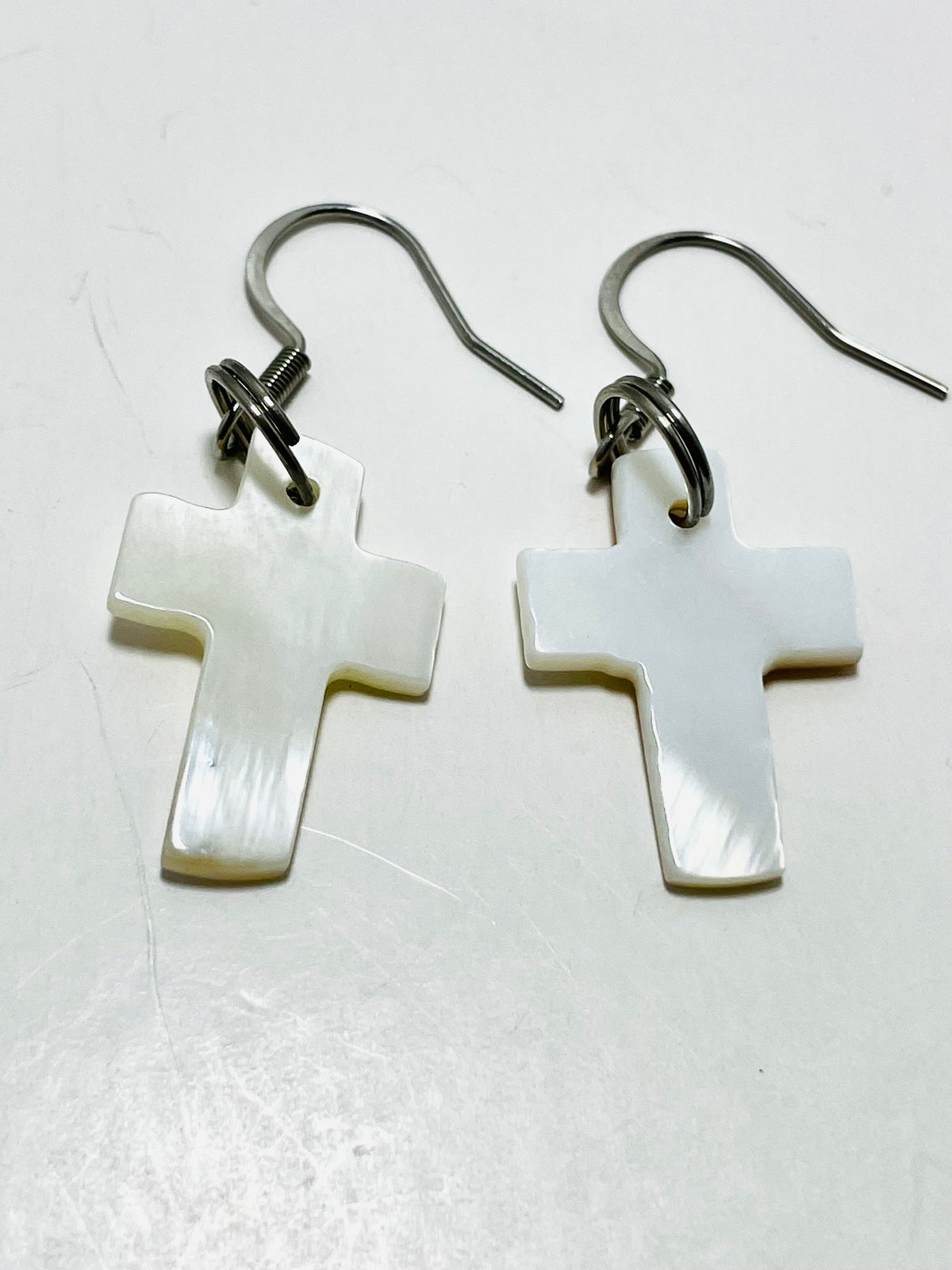 Faithfully Rooted Shell Cross Earrings with Stainless Steel Hooks