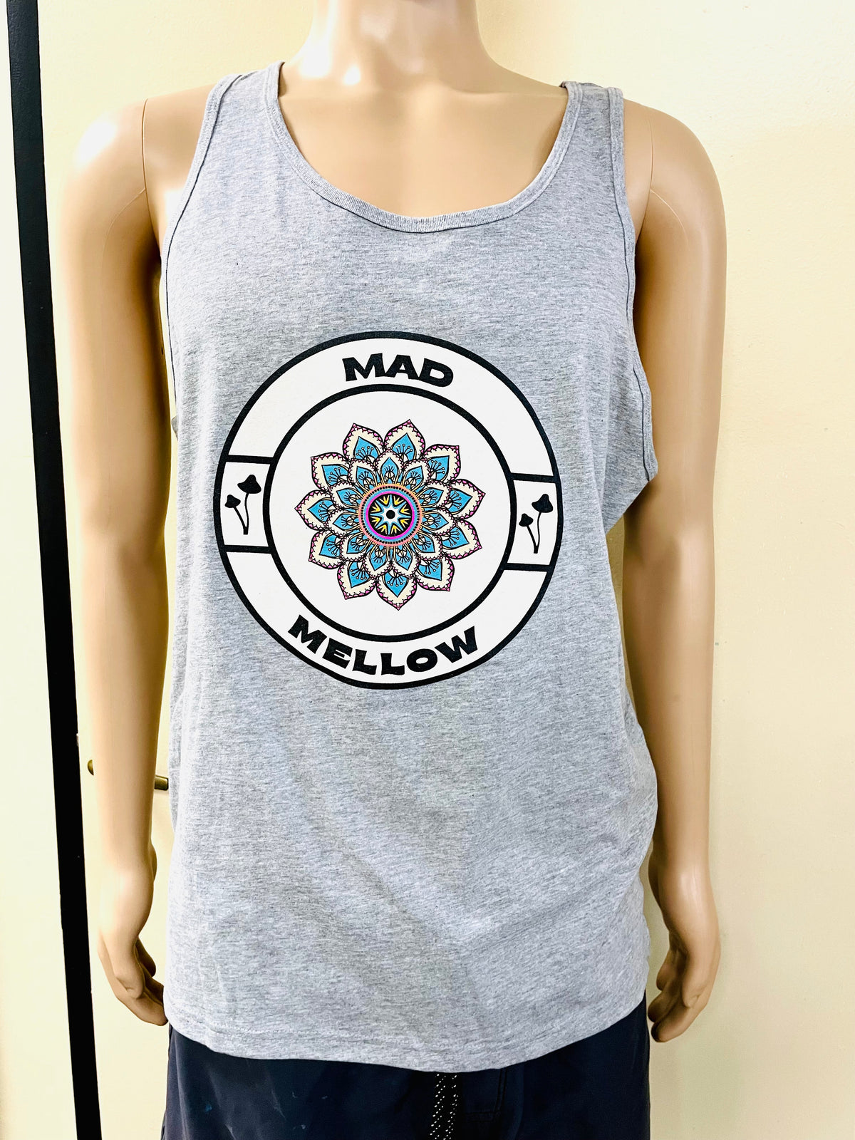 Mad Mellow Mandala Logo Grey Men’s Tank Top – Official Band Merch